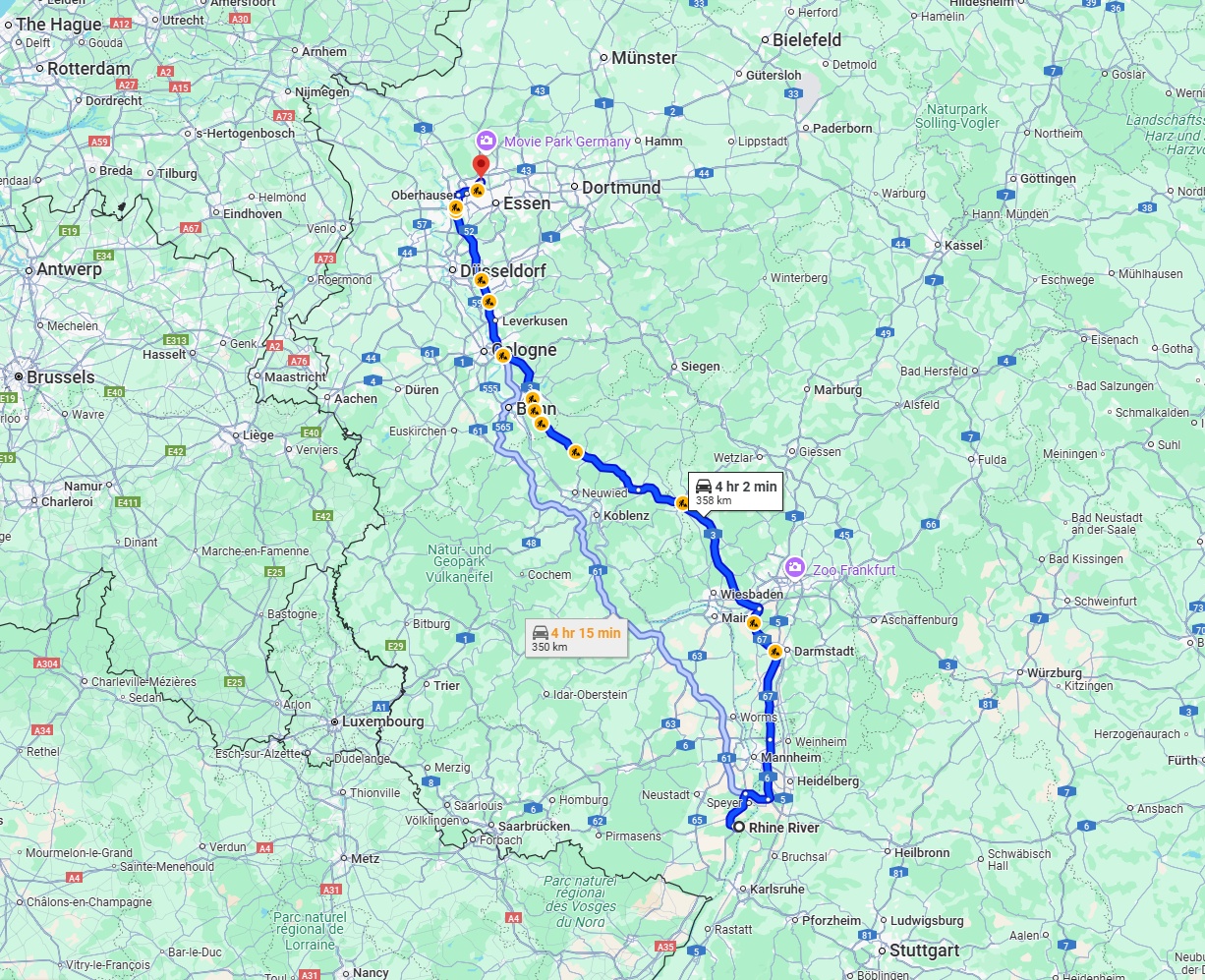 Anreise von Ludwigshafen am Rhein Zu Bottrop Über via A3