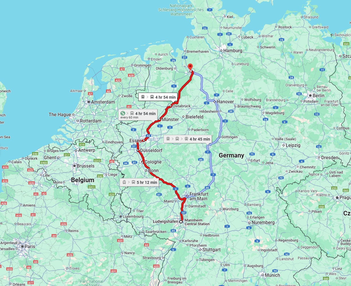 Anreise von Ludwigshafen am Rhein Zu Bremen Über 