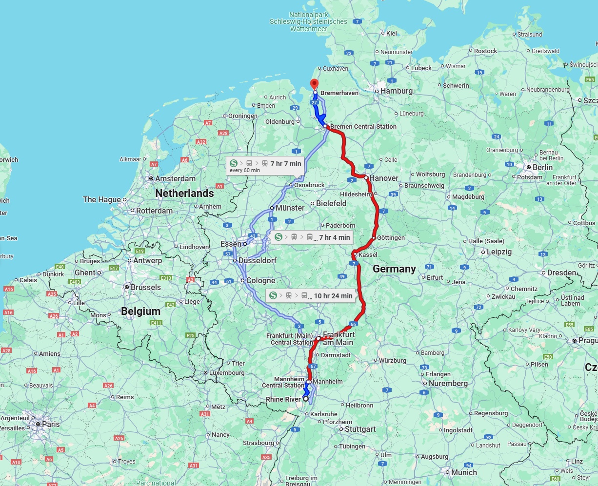 Anreise von Ludwigshafen am Rhein Zu Bremerhaven Über 