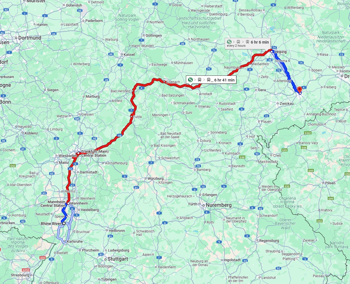 Anreise von Ludwigshafen am Rhein Zu Chemnitz Über 
