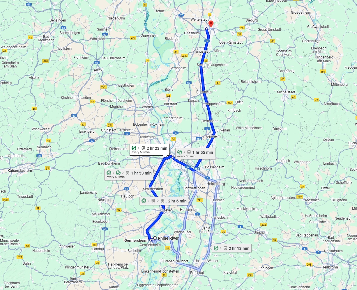 Anreise von Ludwigshafen am Rhein Zu Darmstadt Über 