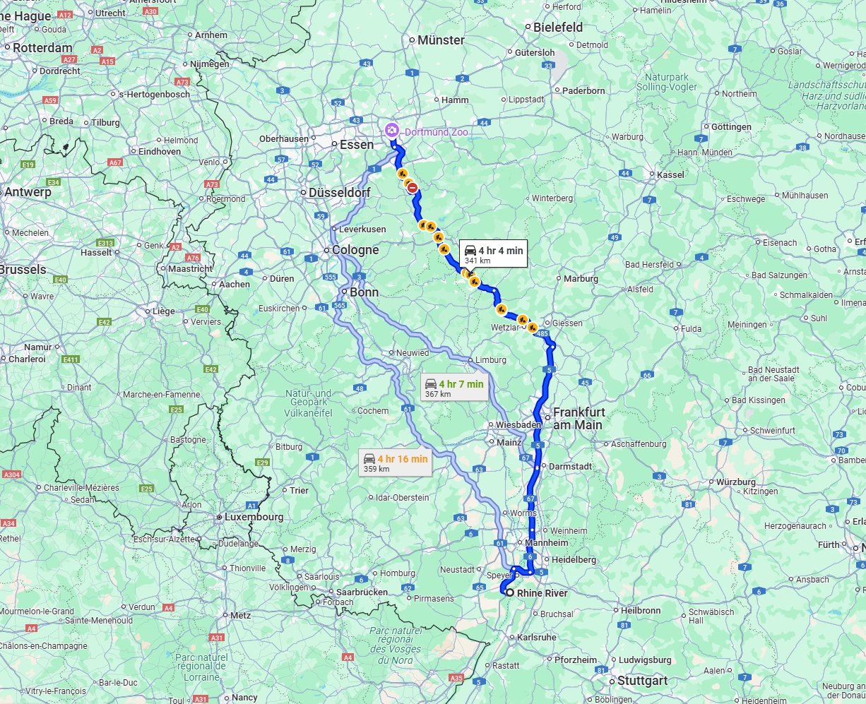 Anreise von Ludwigshafen am Rhein Zu Dortmund Über via A45