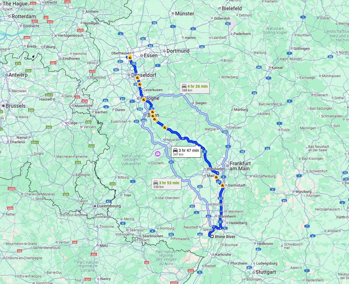 Anreise von Ludwigshafen am Rhein Zu Duisburg Über via A3