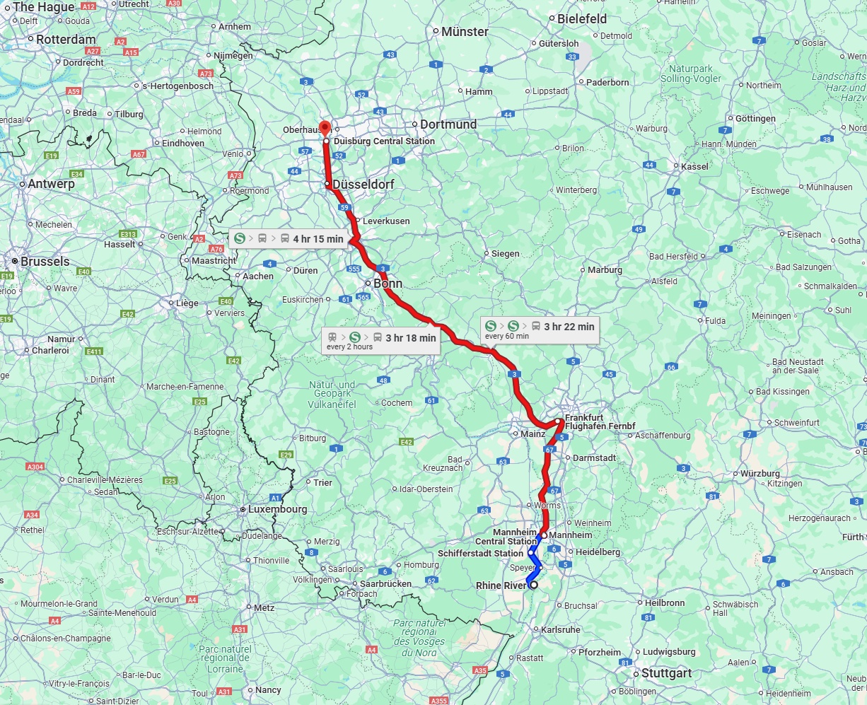 Anreise von Ludwigshafen am Rhein Zu Duisburg Über 