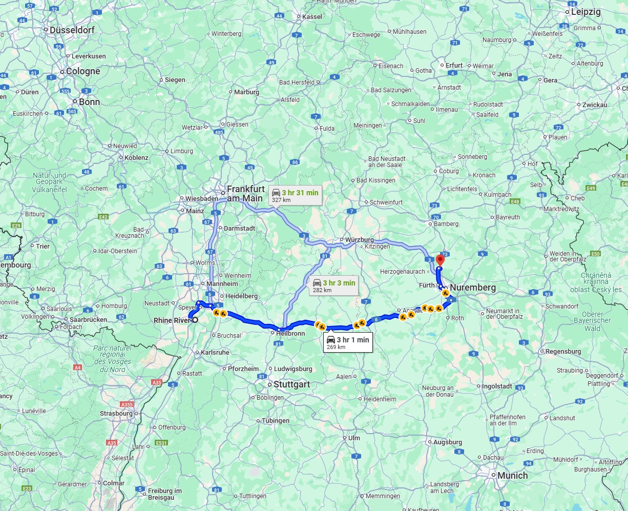 Anreise von Ludwigshafen am Rhein Zu Erlangen Über via A6