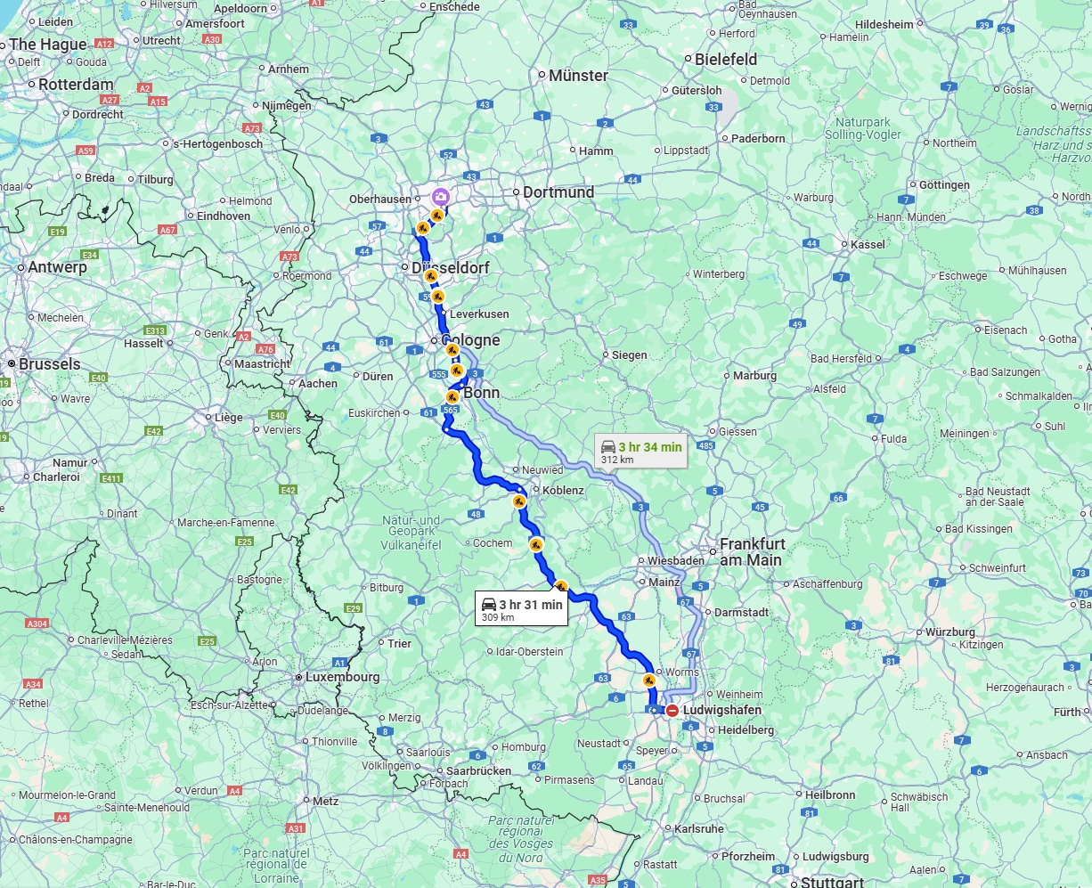 Anreise von Ludwigshafen am Rhein Zu Essen Über via A61
