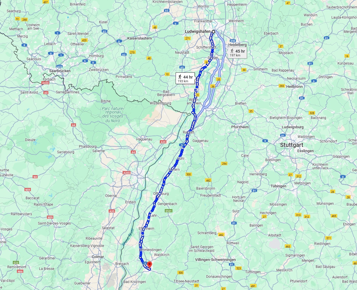 Anreise von Ludwigshafen am Rhein Zu Freiburg im Breisgau Über 
