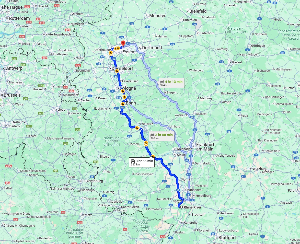Anreise von Ludwigshafen am Rhein Zu Gelsenkirchen Über via A61