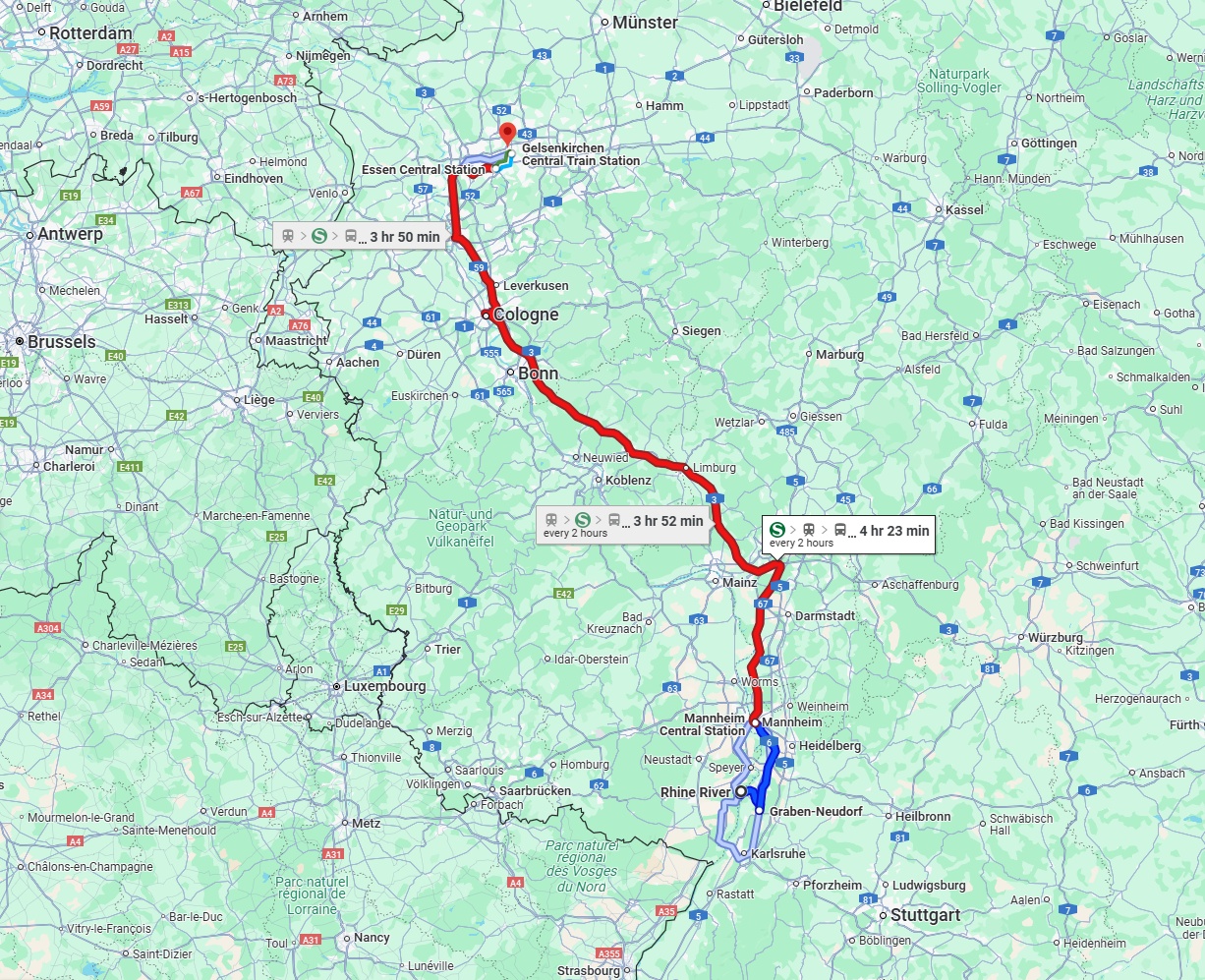 Anreise von Ludwigshafen am Rhein Zu Gelsenkirchen Über 