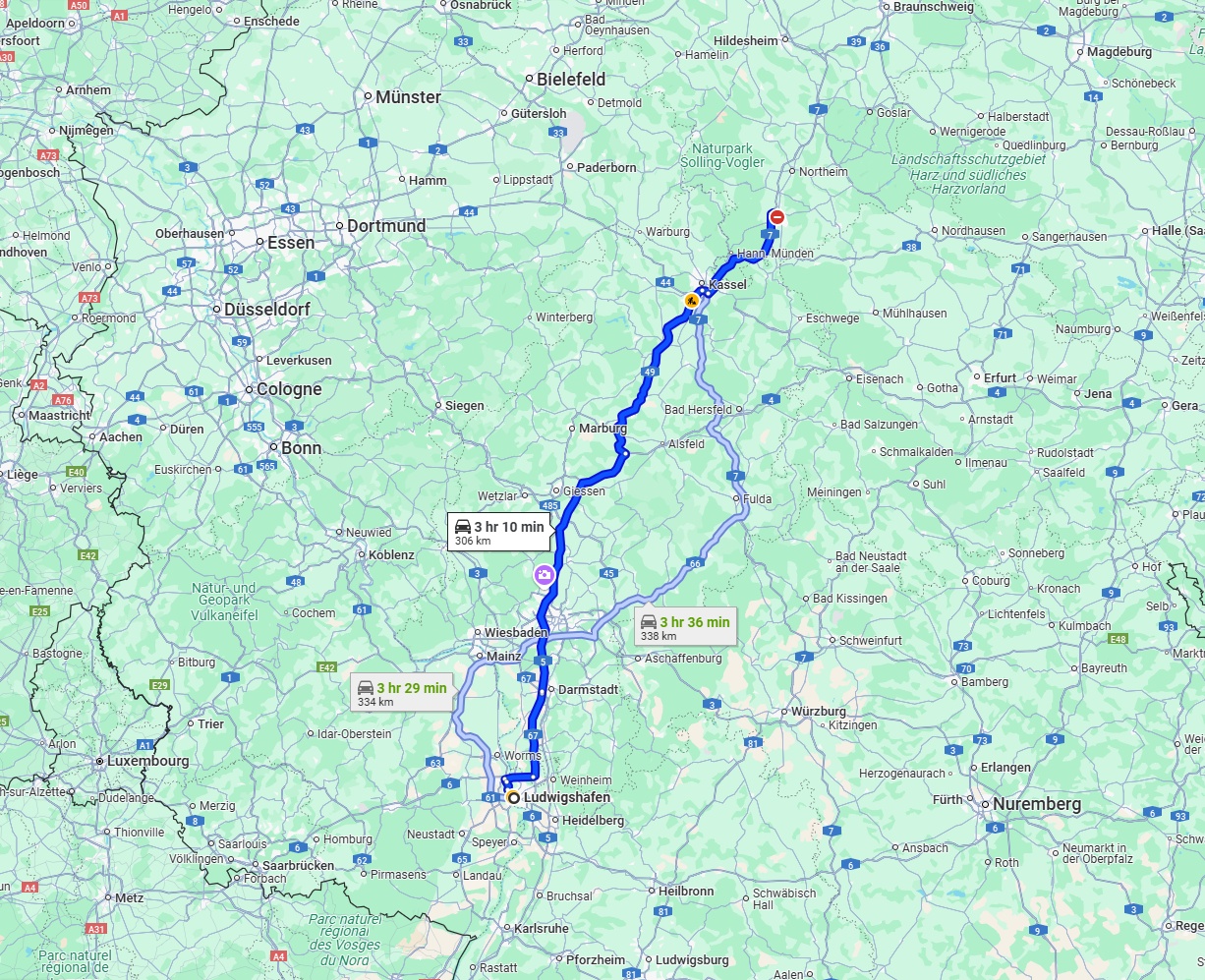 Anreise von Ludwigshafen am Rhein Zu Göttingen Über via A5 and A49