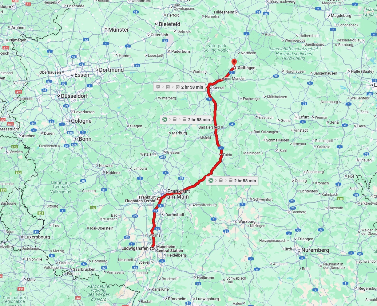 Anreise von Ludwigshafen am Rhein Zu Göttingen Über 