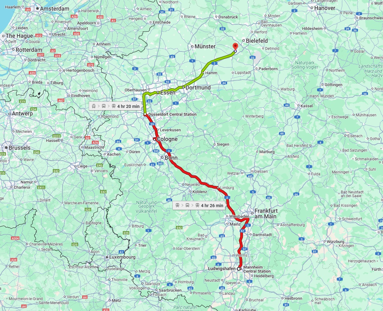 Anreise von Ludwigshafen am Rhein Zu Gütersloh Über 