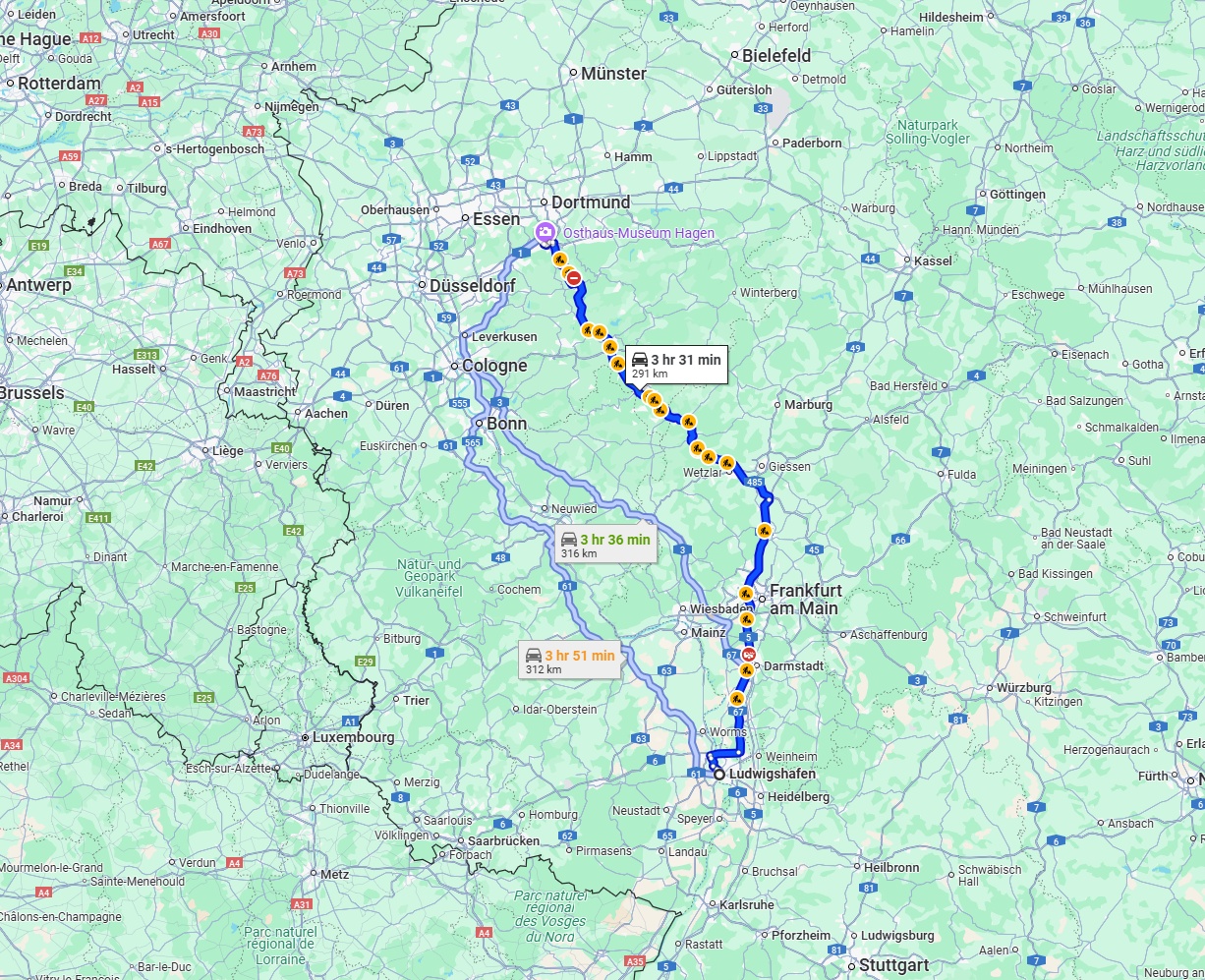 Anreise von Ludwigshafen am Rhein Zu Hagen Über via A45