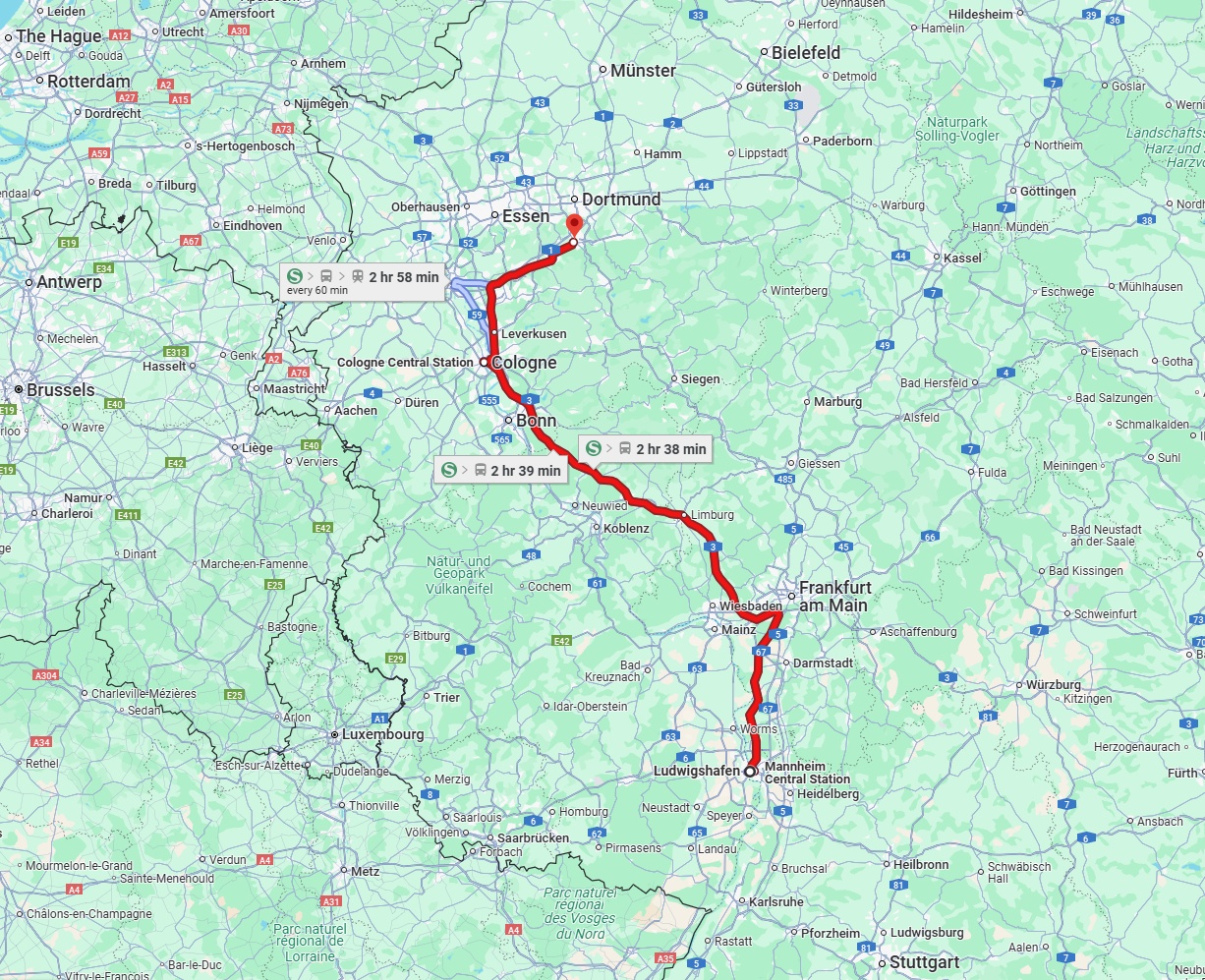 Anreise von Ludwigshafen am Rhein Zu Hagen Über 