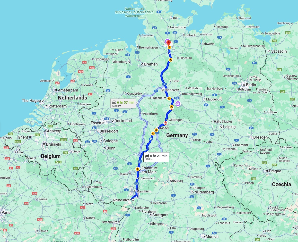 Anreise von Ludwigshafen am Rhein Zu Hamburg Über via A7