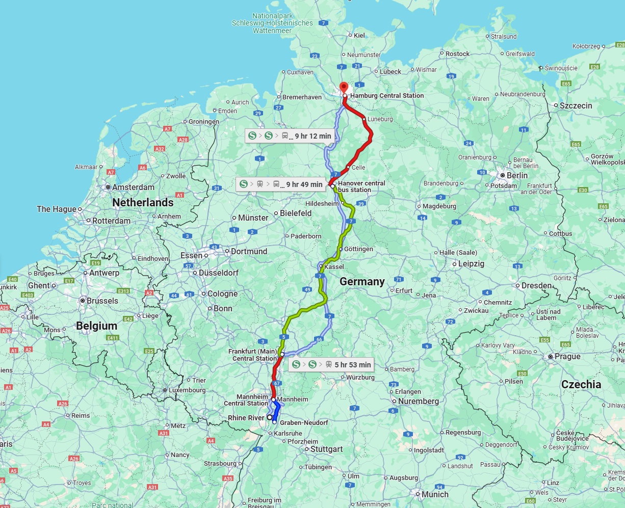 Anreise von Ludwigshafen am Rhein Zu Hamburg Über 