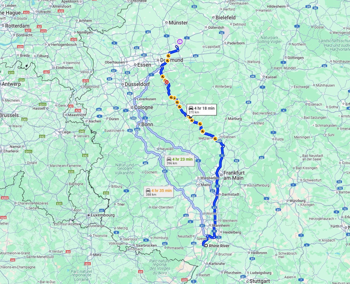 Anreise von Ludwigshafen am Rhein Zu Hamm Über via A45