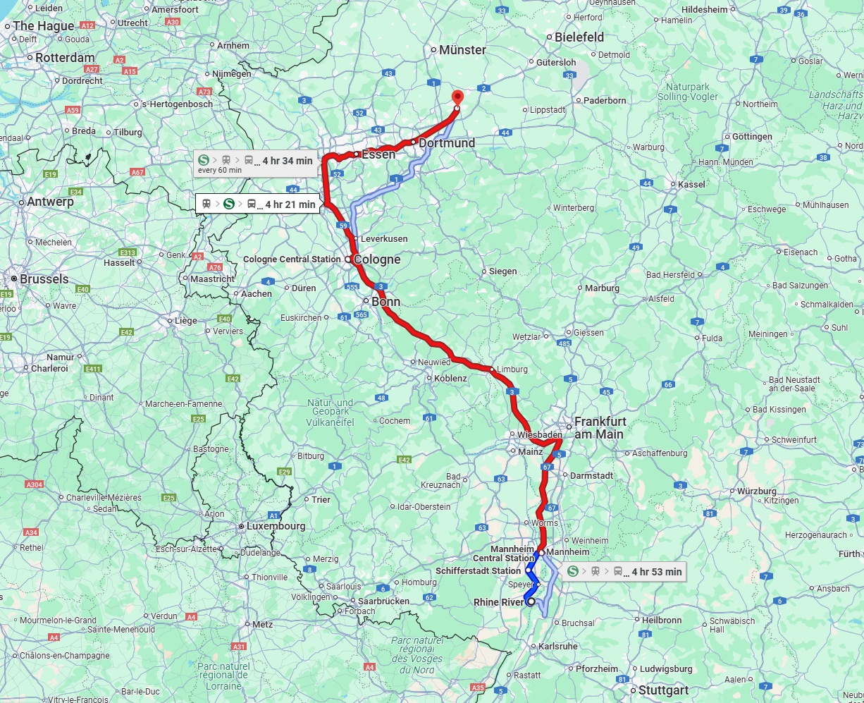 Anreise von Ludwigshafen am Rhein Zu Hamm Über 