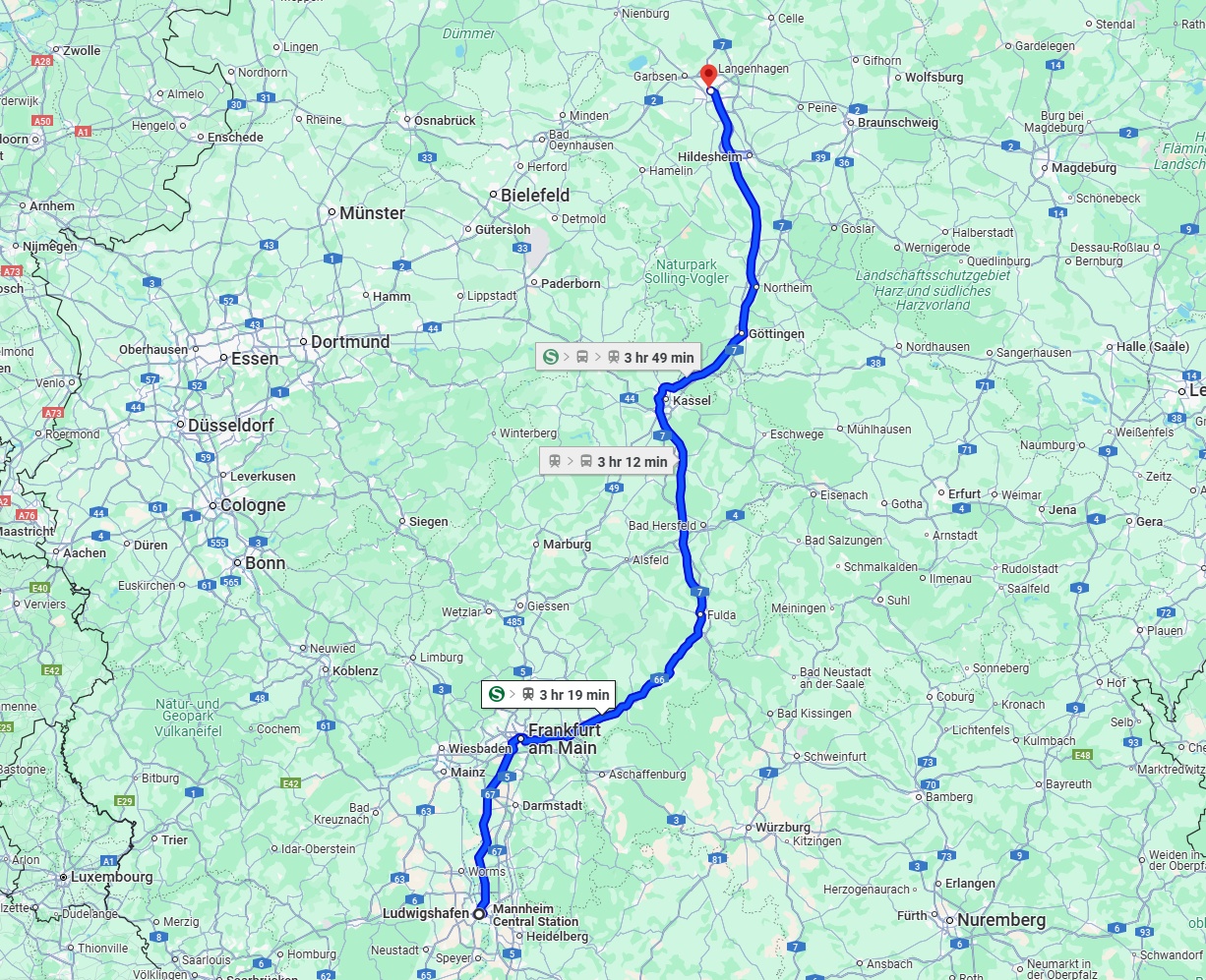 Anreise von Ludwigshafen am Rhein Zu Hannover Über 