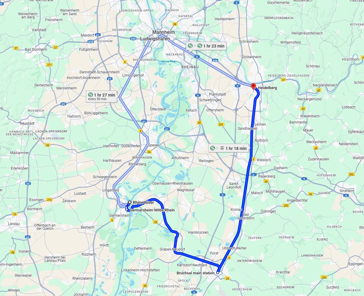 Anreise von Ludwigshafen am Rhein Zu Heidelberg Über 