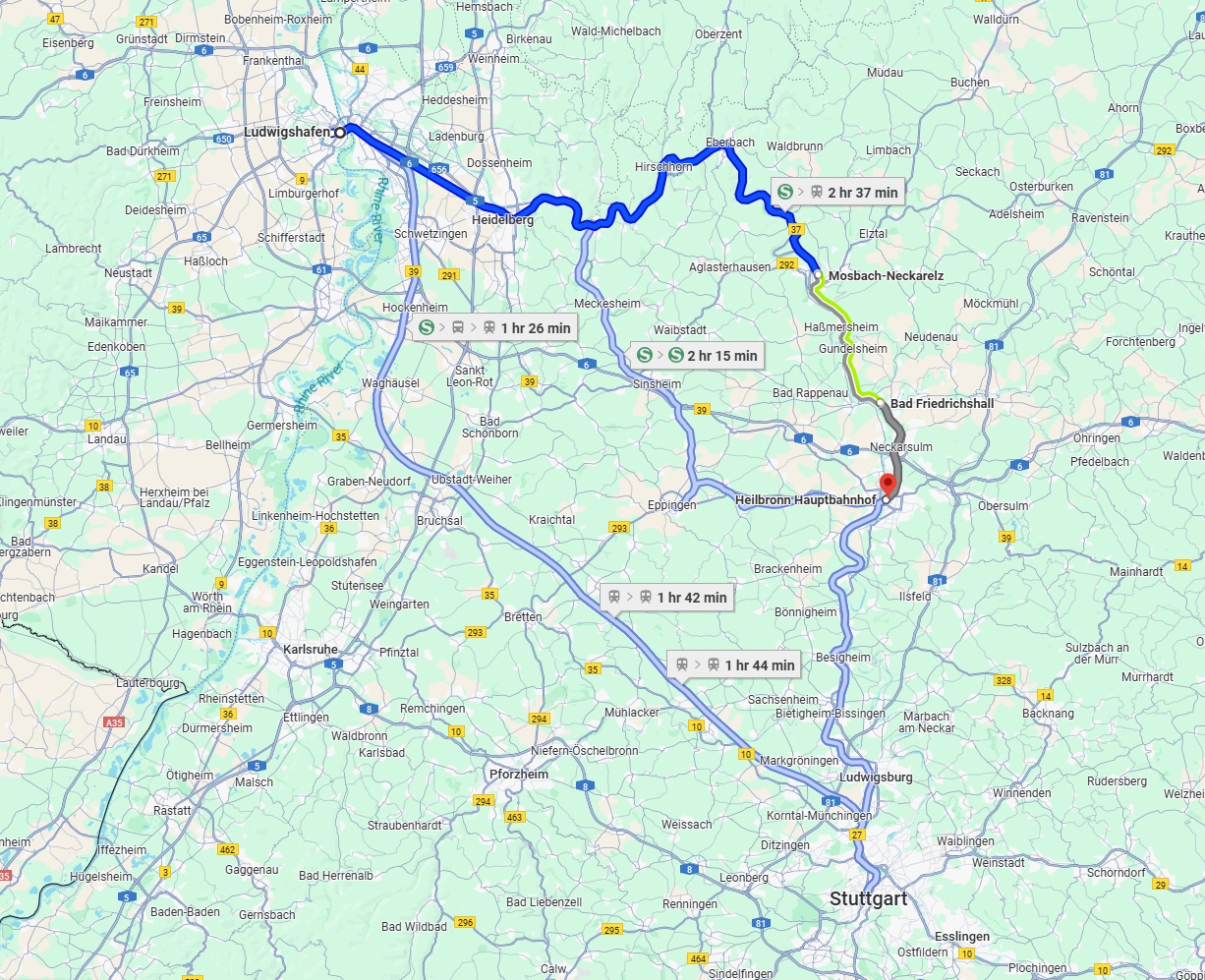 Anreise von Ludwigshafen am Rhein Zu Heilbronn Über 