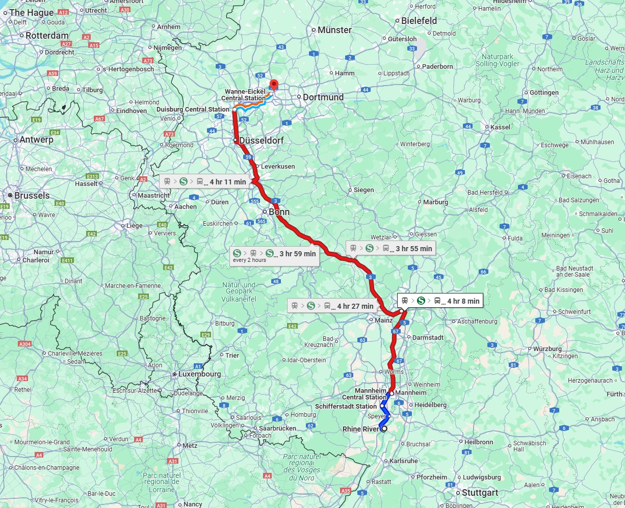 Anreise von Ludwigshafen am Rhein Zu Herne Über 