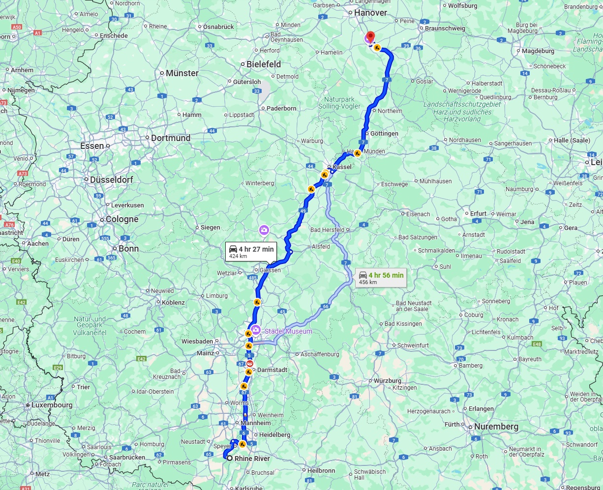 Anreise von Ludwigshafen am Rhein Zu Hildesheim Über via A5 and A7