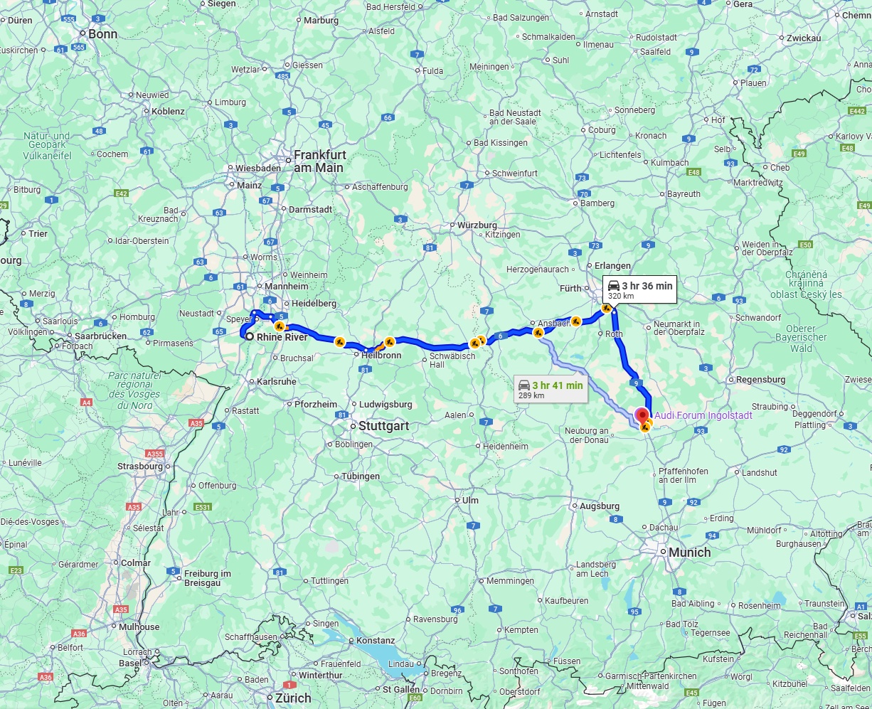 Anreise von Ludwigshafen am Rhein Zu Ingolstadt Über via A6