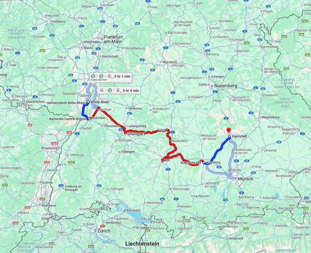 Anreise von Ludwigshafen am Rhein Zu Ingolstadt Über 