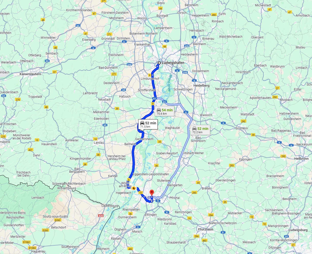 Anreise von Ludwigshafen am Rhein Zu Karlsruhe Über via B9