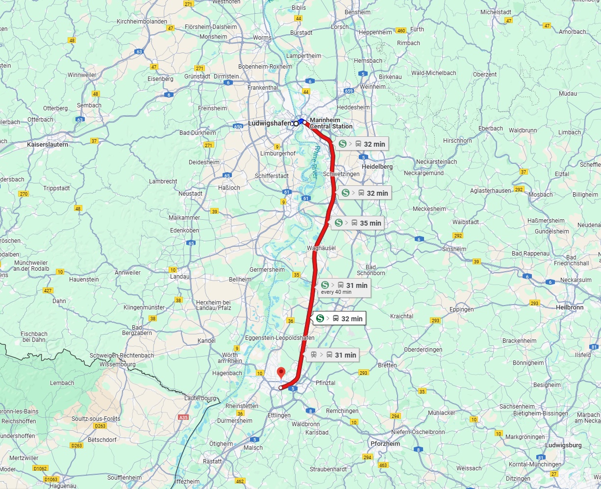 Anreise von Ludwigshafen am Rhein Zu Karlsruhe Über 