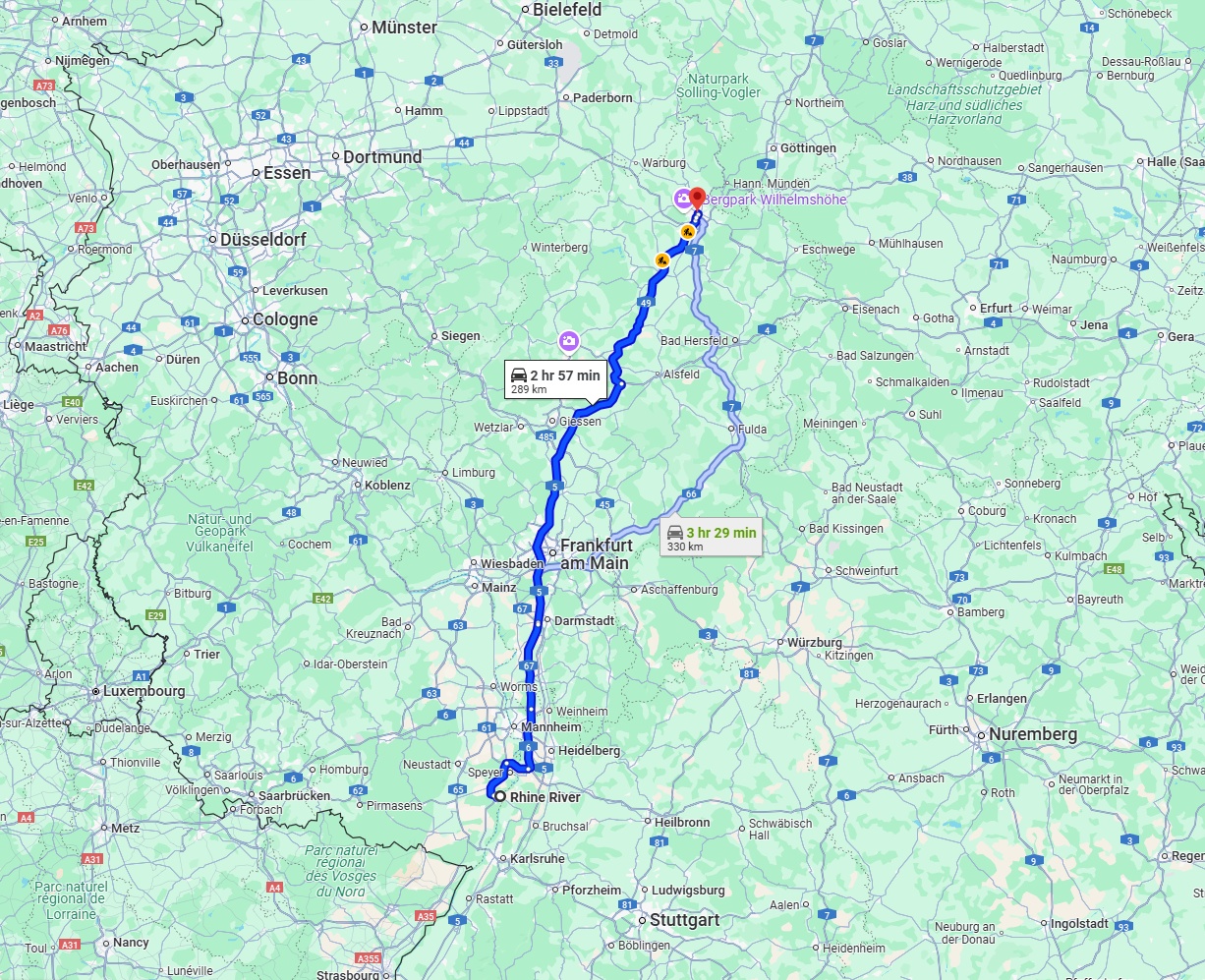 Anreise von Ludwigshafen am Rhein Zu Kassel Über via A5 and A49