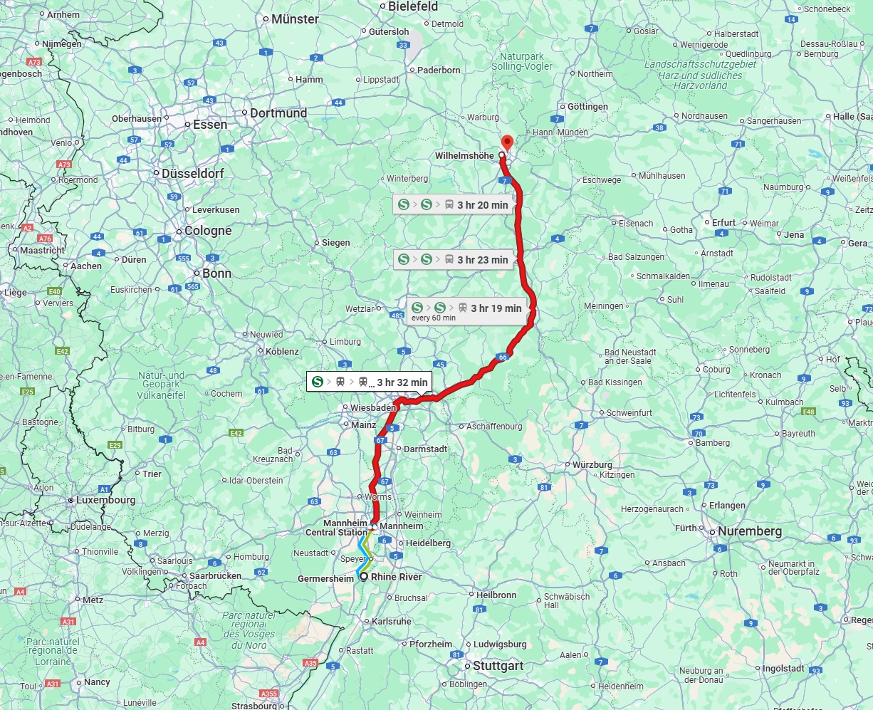 Anreise von Ludwigshafen am Rhein Zu Kassel Über 