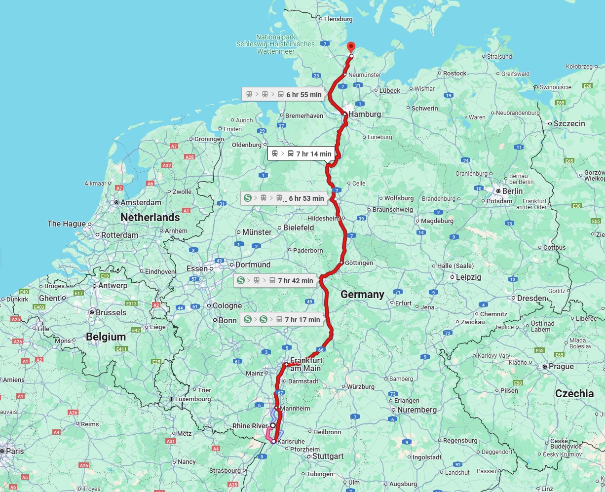 Anreise von Ludwigshafen am Rhein Zu Kiel Über 