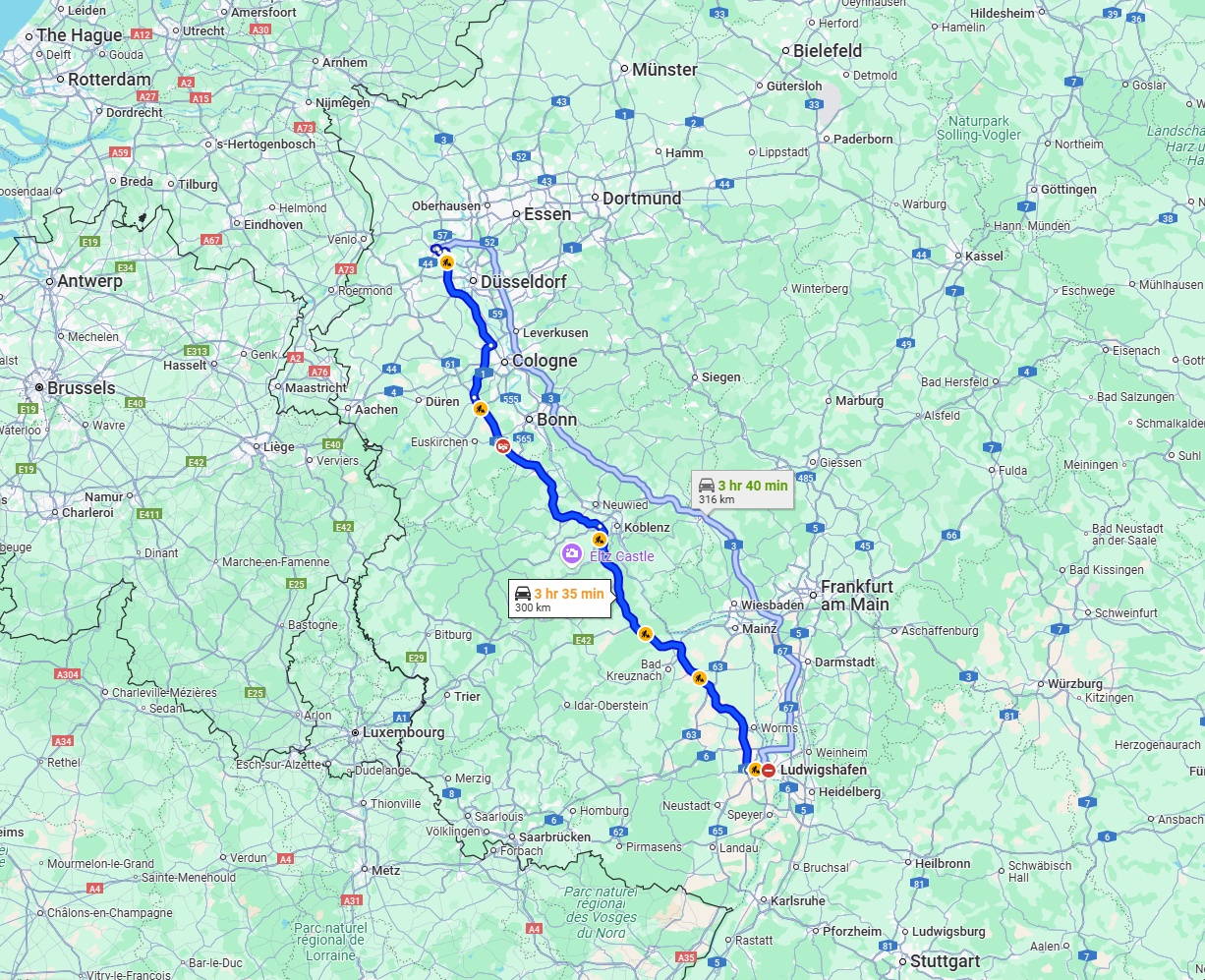 Anreise von Ludwigshafen am Rhein Zu Krefeld Über via A61