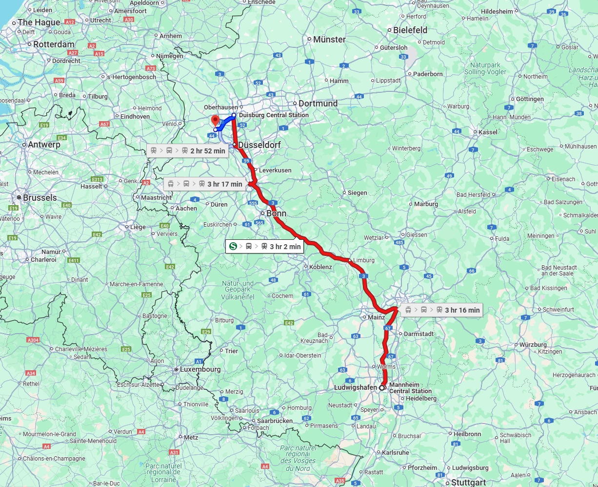 Anreise von Ludwigshafen am Rhein Zu Krefeld Über 