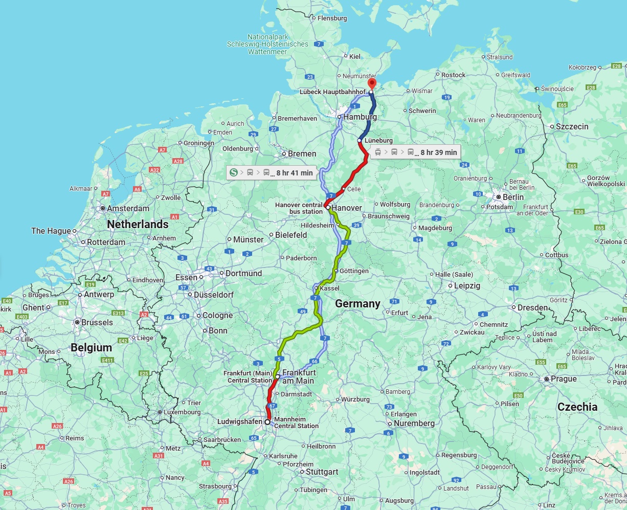 Anreise von Ludwigshafen am Rhein Zu Lübeck Über 