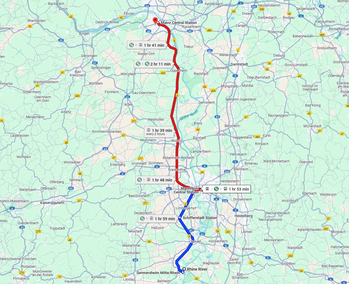 Anreise von Ludwigshafen am Rhein Zu Mainz Über 