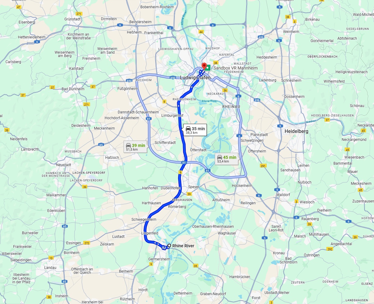 Anreise von Ludwigshafen am Rhein Zu Mannheim Über via B9
