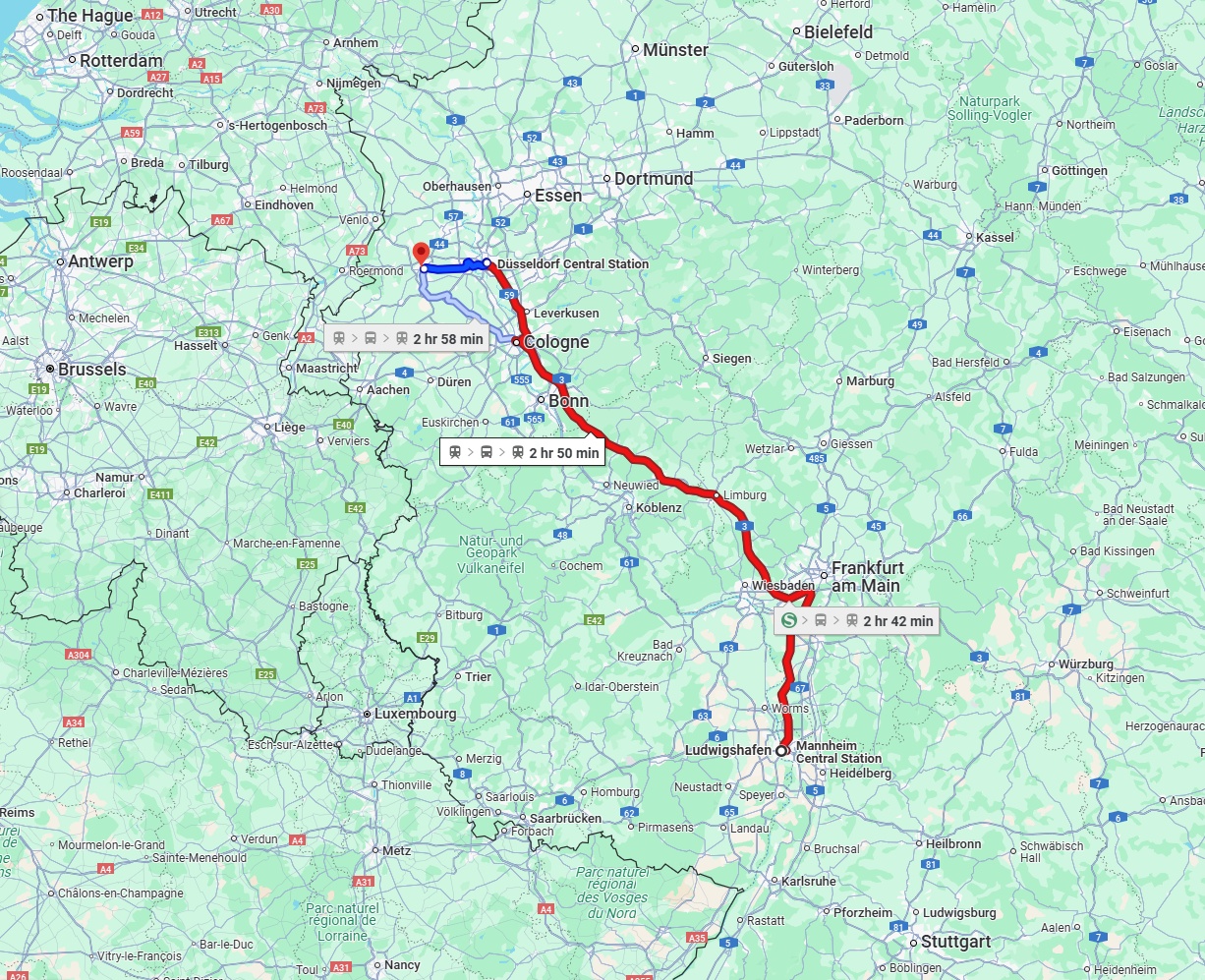 Anreise von Ludwigshafen am Rhein Zu Mönchengladbach Über 
