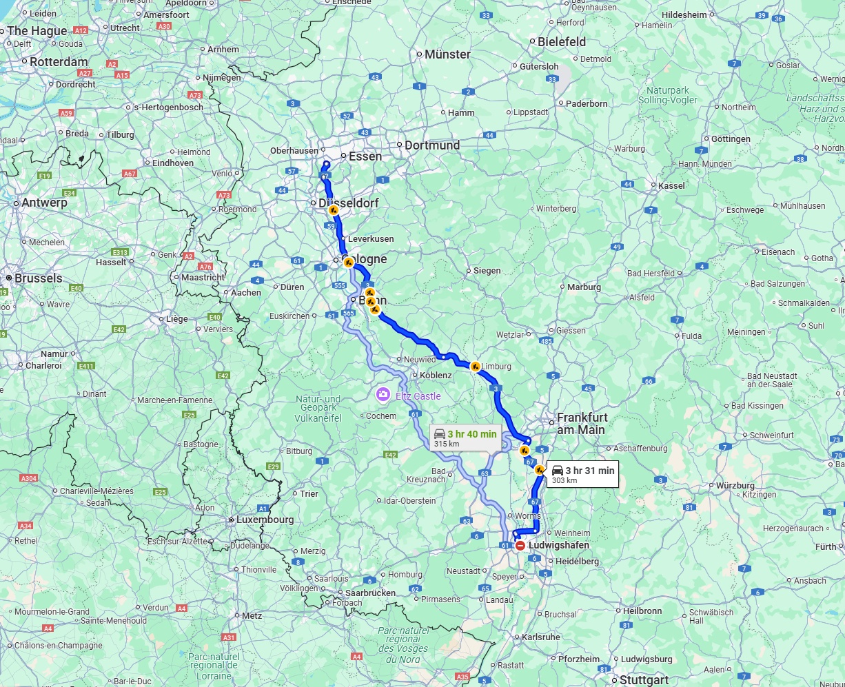 Anreise von Ludwigshafen am Rhein Zu Mülheim an der Ruhr Über via A3