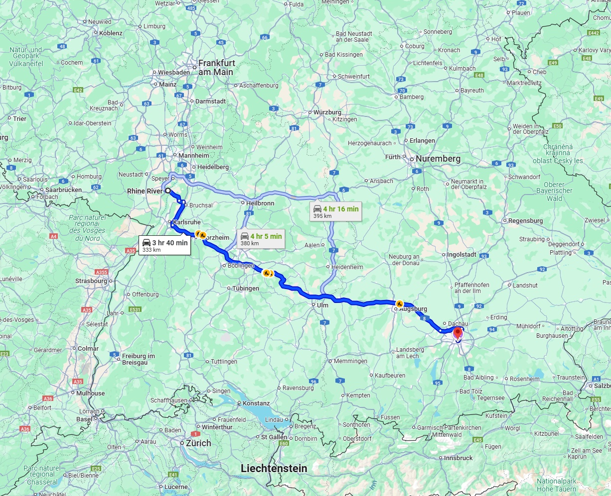 Anreise von Ludwigshafen am Rhein Zu München Über via A8