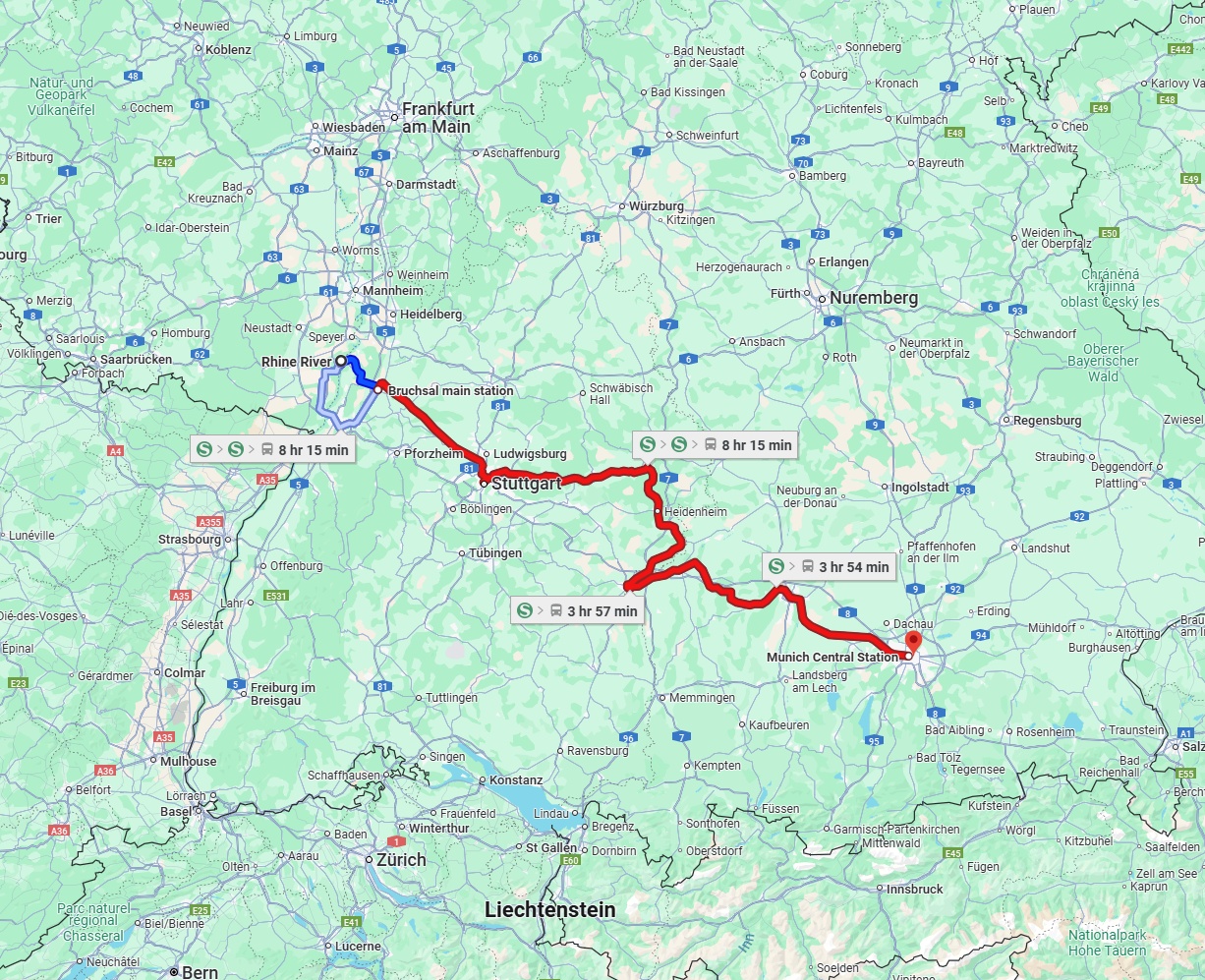Anreise von Ludwigshafen am Rhein Zu München Über 