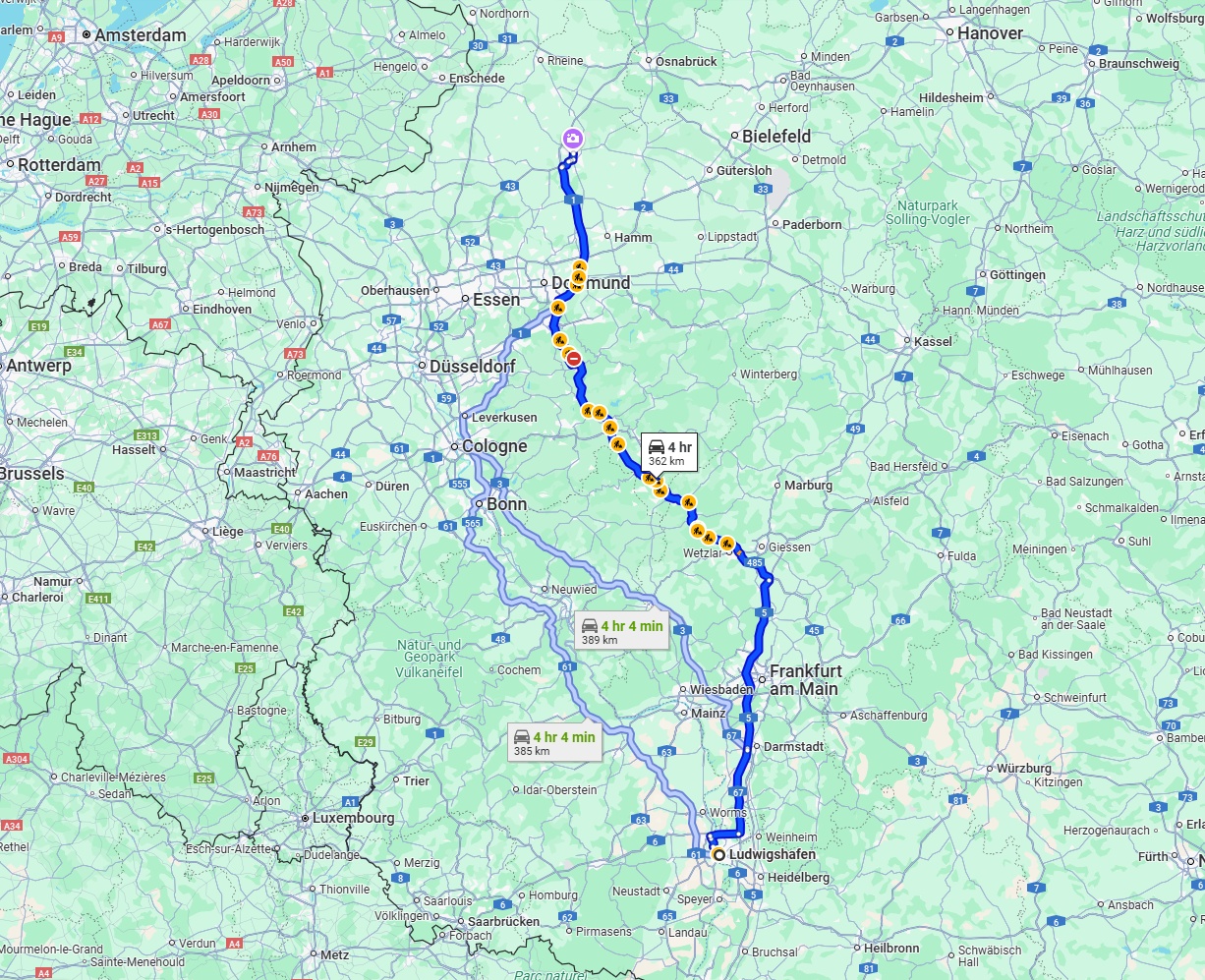 Anreise von Ludwigshafen am Rhein Zu Münster Über via A45