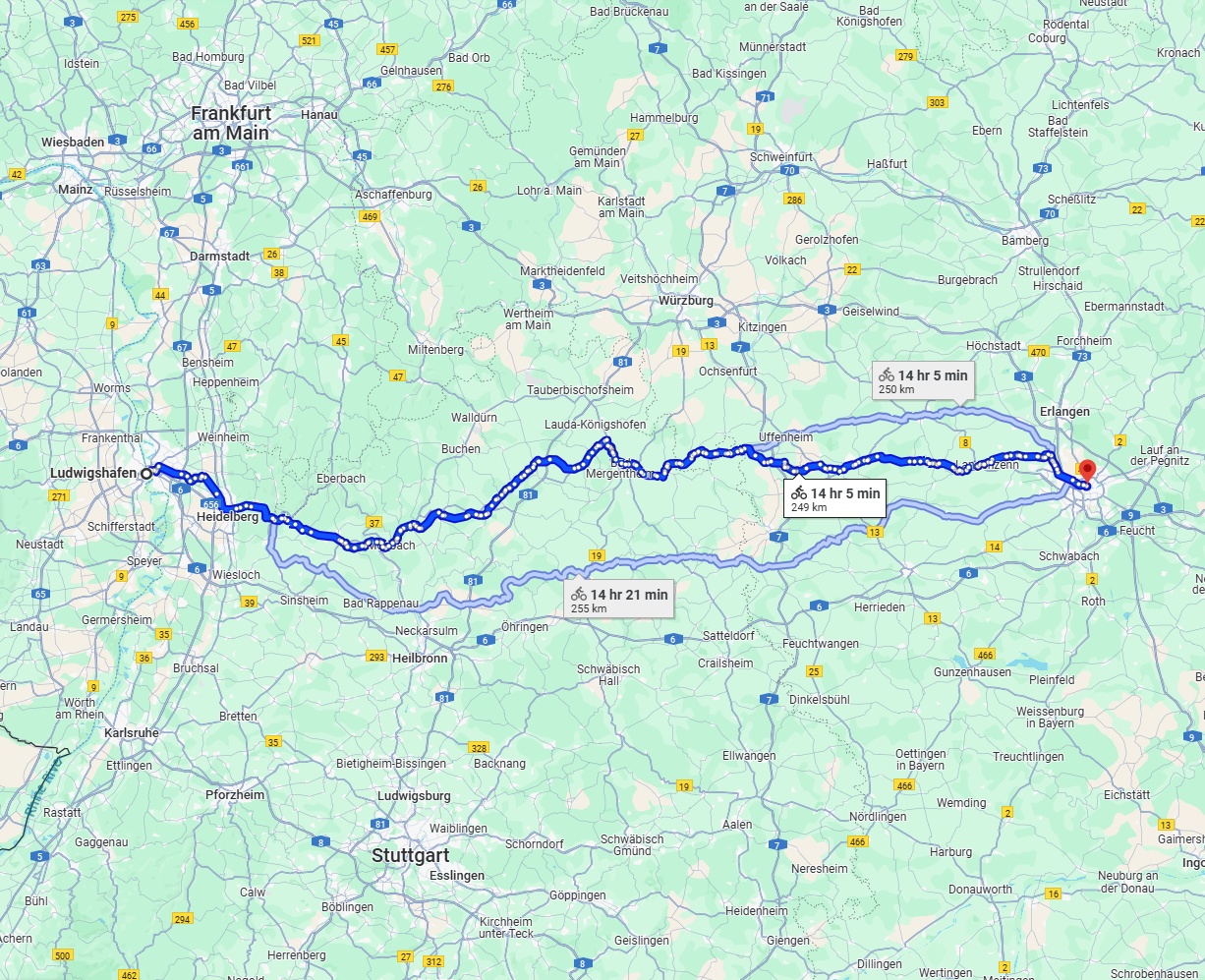 Anreise von Ludwigshafen am Rhein Zu Nürnberg Über 