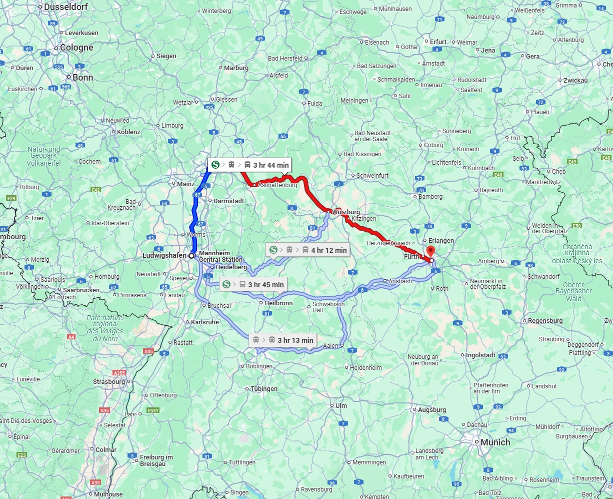 Anreise von Ludwigshafen am Rhein Zu Nürnberg Über 