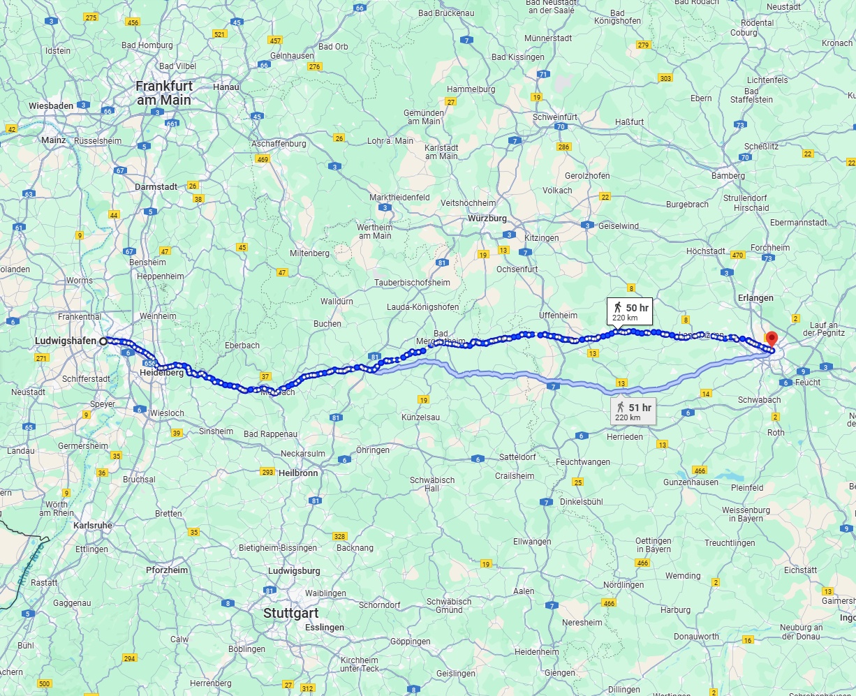 Anreise von Ludwigshafen am Rhein Zu Nürnberg Über 