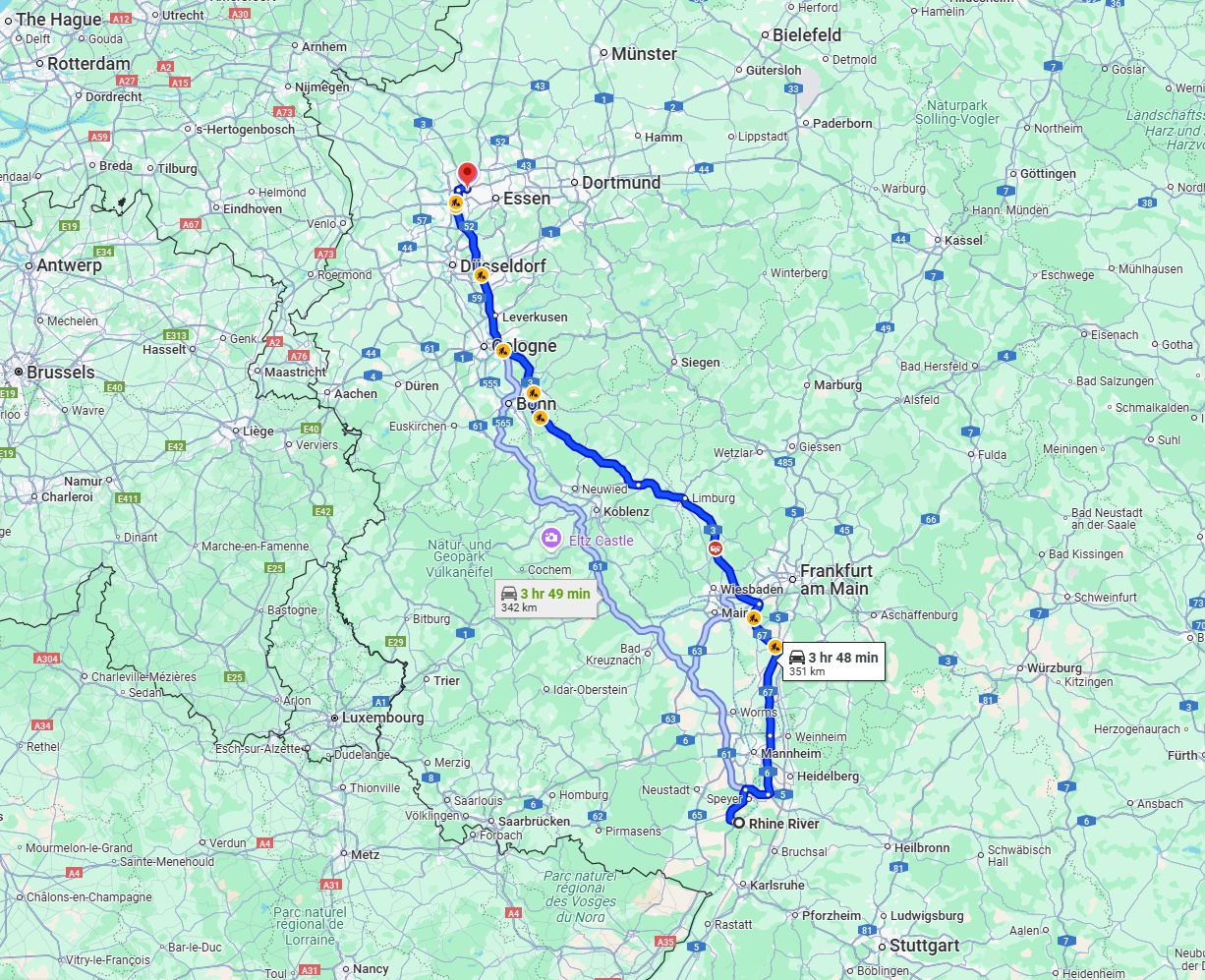 Anreise von Ludwigshafen am Rhein Zu Oberhausen Über via A3