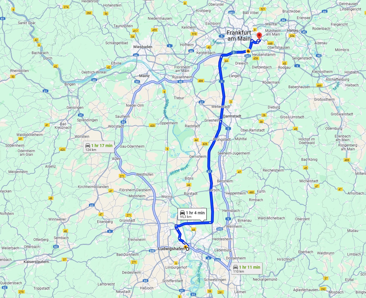 Anreise von Ludwigshafen am Rhein Zu Offenbach am Main Über via A67