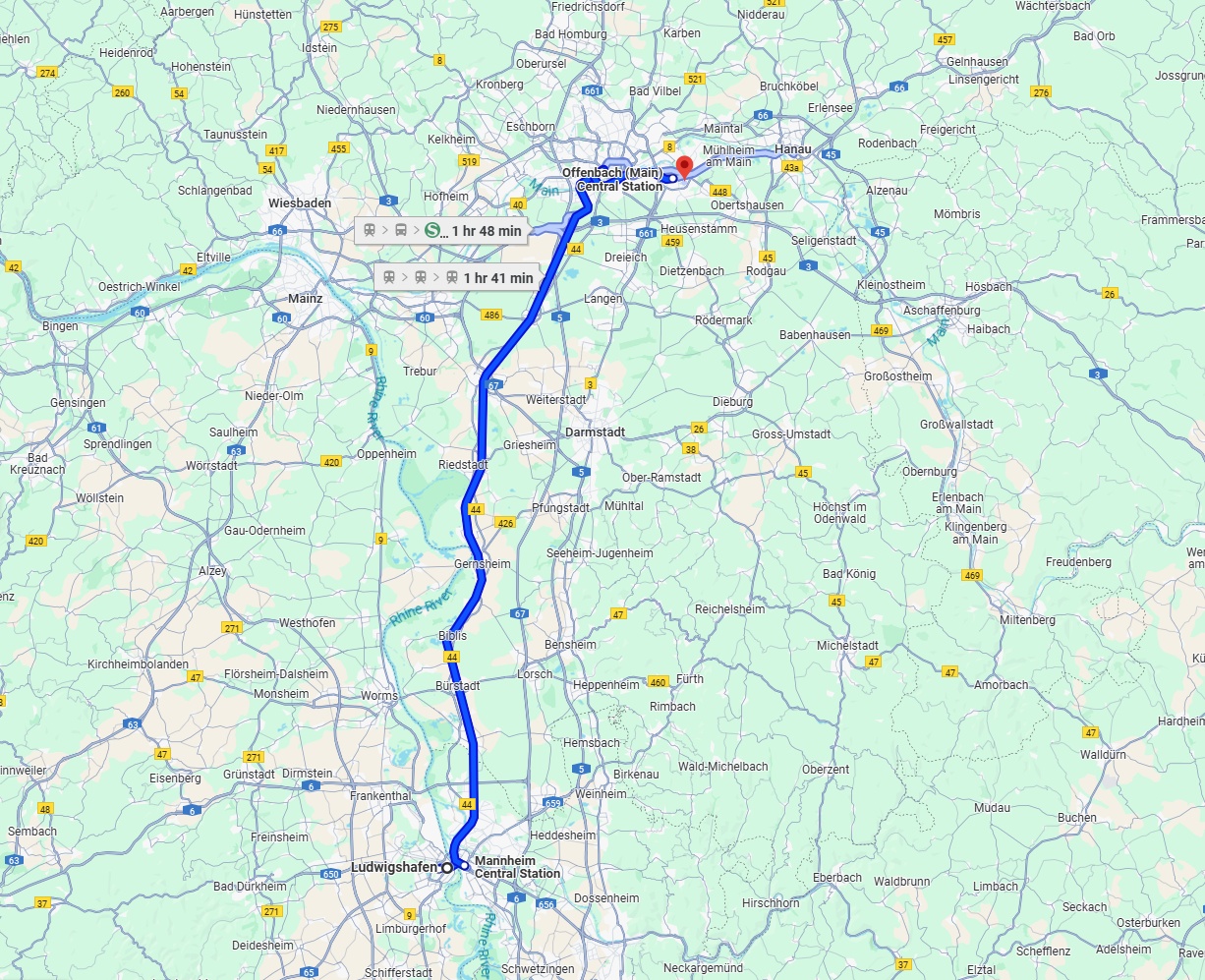 Anreise von Ludwigshafen am Rhein Zu Offenbach am Main Über 